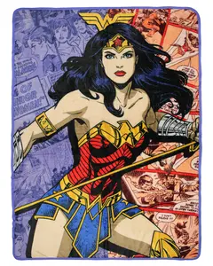 DC Comics Wonder Woman Action Comic Book Pages Throw Blanket 46"x60" Soft Fleece Throw Blanket for Bed Couch