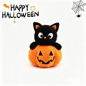 Halloween 2026 Black Cat Pumpkin Plush Keychain, Spooky Cute Soft Stuffed Toy Bag Charm, Kawaii Aesthetic Accessory for Boo Basket Gift, Car & Backpack Decoration, Spooky Season Gift for Her