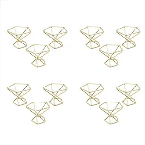 12 Pcs Geometric Air Plant Holder Airplants Rack Metal Plants Stand Planter Shelves Himmeli Decor Tillandsia Containers
