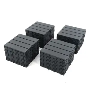 Plastic Interlocking Deck Tiles,44 Pack Patio Deck Tiles,12"x12" Square Waterproof Outdoor All Weather Use, Patio Decking Tiles for Poolside Balcony Backyard, 4 bricks GRAY