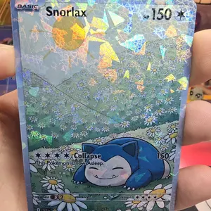 COZY VIBES Pokemon Snorlax Custom Holo! Starry OR Bubble Holo Finish - NEW Rainbow Glass Holo Textured Version - Premium Aesthetic TCG Card -