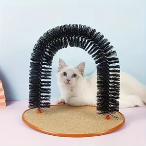 Pet Toy 4-in-1 Multi-Functional Brush Cat Arch Grooming Tool and Massager Groom Toy Pet Cat Scratching Board Toy Fur Grooming Brush