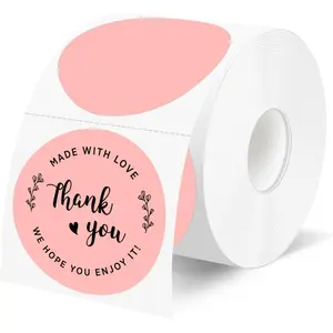 500 Labels/Roll 2" Round  Thermal Labels, Self-Adhesive Circle Thermal Sticker for Logo, Bakery, Thank You, Wedding, Envelope Seal, Small Business