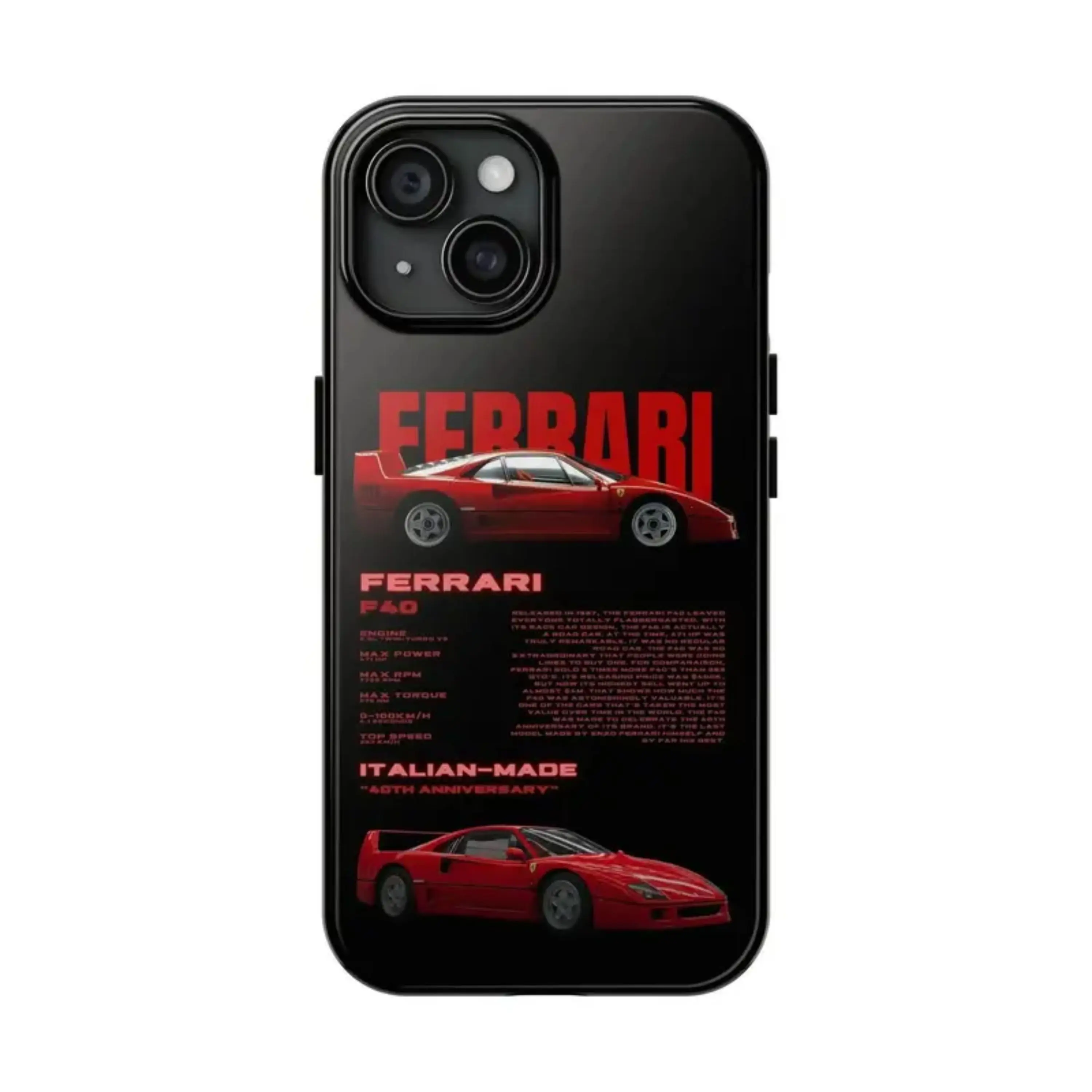 Sports Car Illustration Phone Case — Streamlined "Cool Black" Automotive Design Protective Cover — A Perfect Gift for Men, Phone Cover For 17/16/15/14/13/12/11 Pro Max Series & Samsung S22-26 Ultra