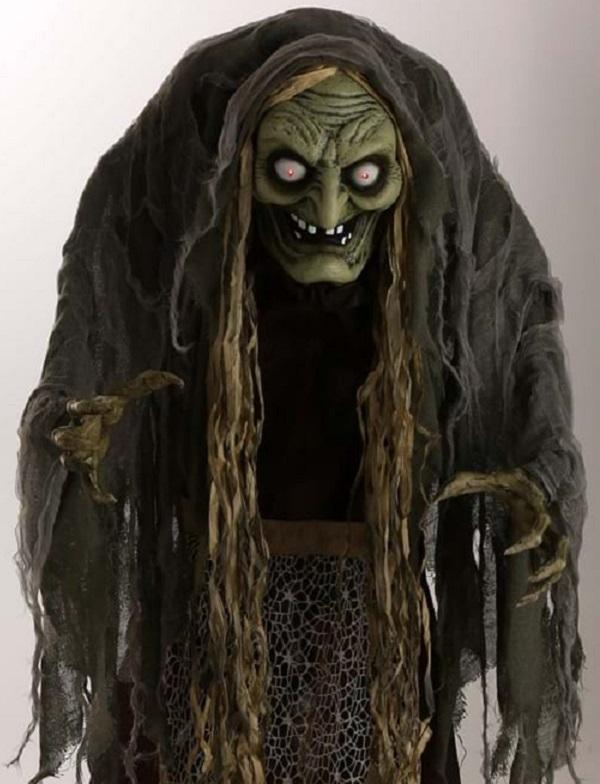 Hag the Witch 5-Foot Animatronic Decoration - Spooky Halloween Prop for Haunted Houses, Parties, and Yard Displays