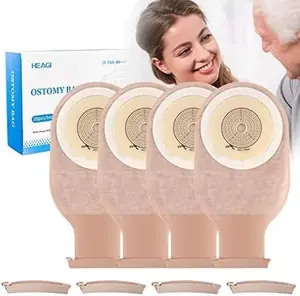 20 Pack Colostomy Bags, One Piece Ostomy Bag Ostomy Supplies, 15mm-60mm Cut-to-Fit Drainable Pouches with Clamp Closure for Ileostomy Stoma Care (Include 8 x Clamps)