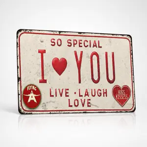 Vintage Love Metal Sign, So Special I Love You Sign, Romantic Rustic Couple Wall Decor, Live Laugh Love Retro Tin Sign, Sweet Anniversary Wedding Gift For Him Her, Farmhouse Bedroom Decor 12x8 Inch