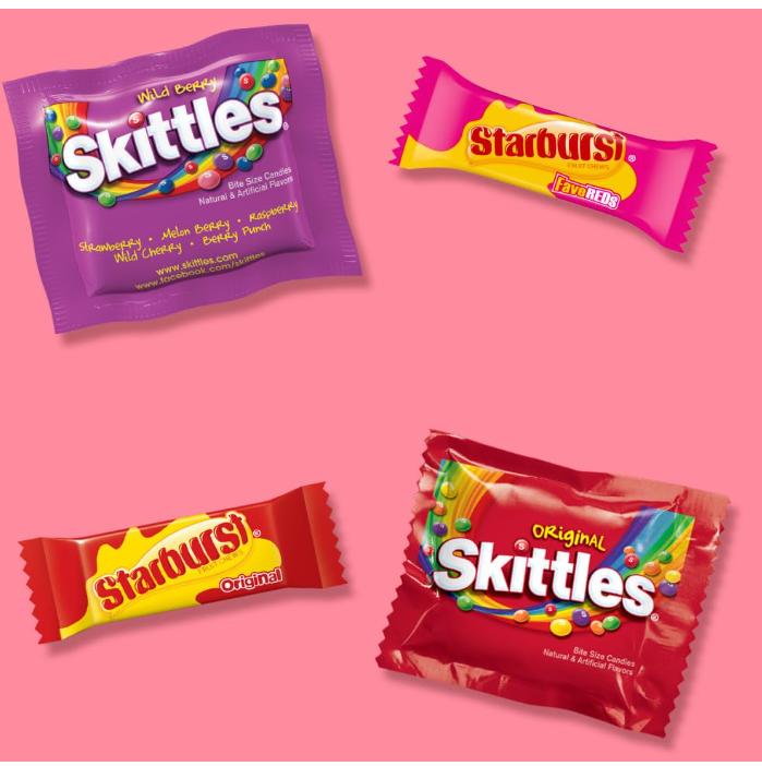 SKITTLES Wild Berry & STARBURST Original and FaveReds Fun Size Variety Pack, Snack - Bonbon