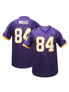 Men's American Football Jersey - Purple V-Neck Short Sleeve Top with Embroidered#84,Breathable Polyester Sports Shirt, Athletic Training Apparel for Training, Casual, Party, Running & Outdoor Activities -Unisex Fit for Teens & Adults