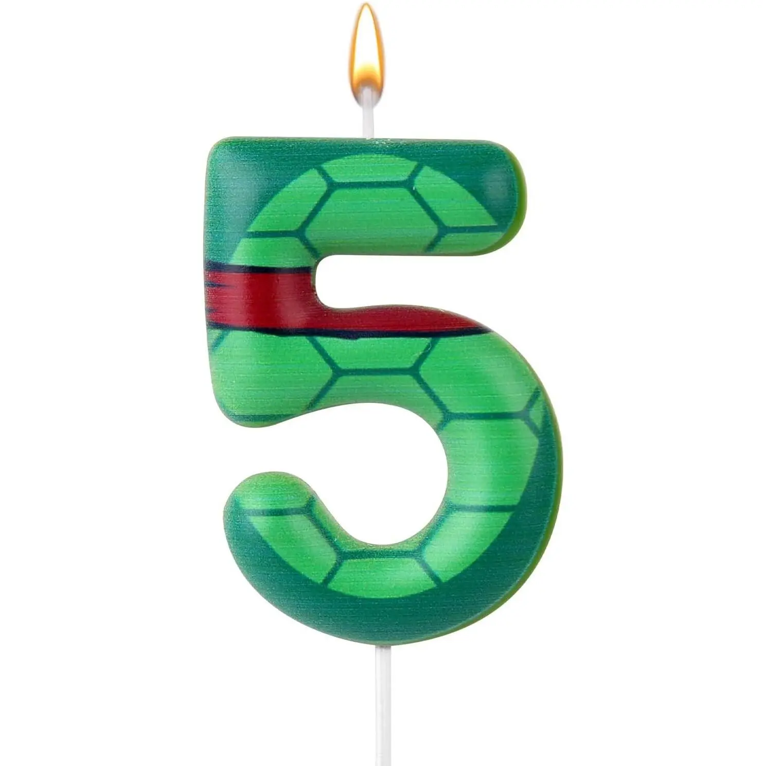 Turtle Shell Birthday Candle, Cartoon Turtle Themed Cupcake Number Candle Green Cake Topper for Party Decoration Favors Supplies (Number 5)