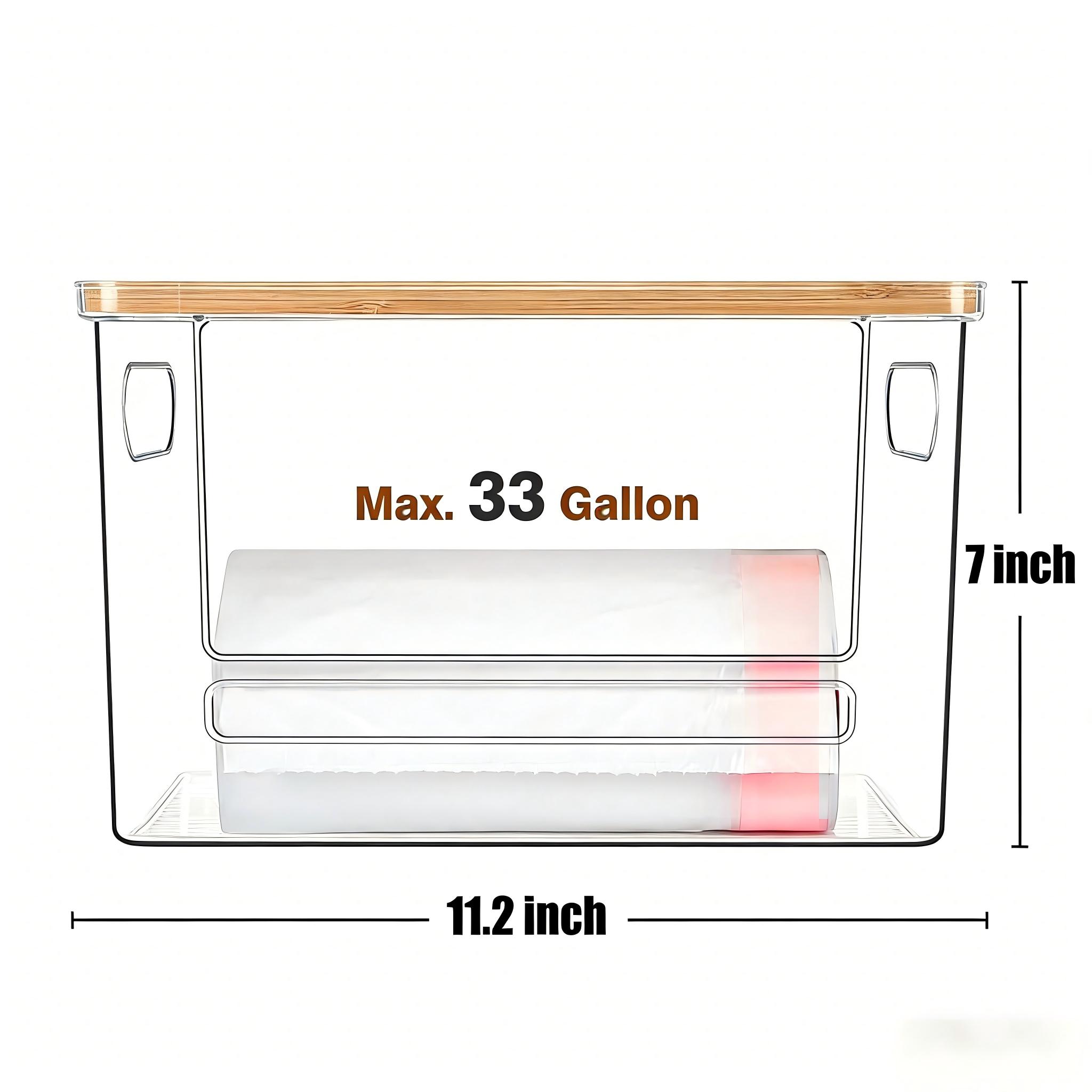2 Pack Acrylic Trash Bag Dispenser with Bamboo Top – Extra Large Under Sink Garbage Bag Holder for Kitchen, Cabinet, Laundry Room, Pantry Organizer and Storage 2 Pack Acrylic Trash Bag Dispenser with Bamboo Top – Extra Large Under Sink Garbage Bag Holder for Kitchen, Cabinet, Laundry Room, Pantry Organizer and Storage