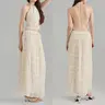 Women’s Two Piece Summer Outfits Sleeveless Ruched Halter Cami Tops and Long Skirt Set Beachwear