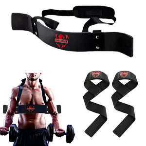 FIGHTSENSE Weightlifting Straps & Arm Blaster Bundle: Neoprene-Padded Straps for Grip & Muscle Isolation