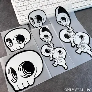 1PC Funny Skull Themed" Car Sticker for Car Body, Motorcycle Decoration, Notebook, Create Dark Meme-Styled Items, A Must for Young Enthusiasts & Personalized Car Owners, Help Your Items Show Unique Fashion TasteJDM