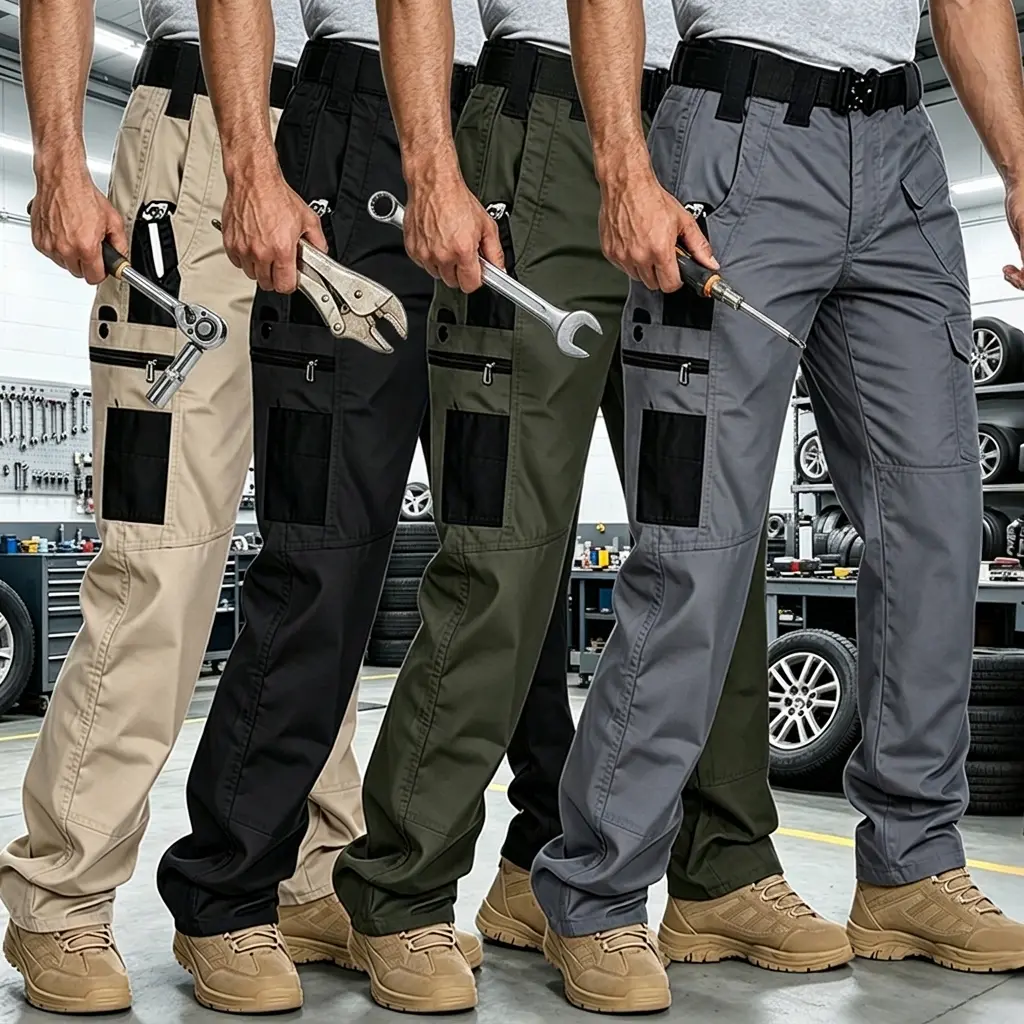 HOMUG 4-Pack Men's tactical pants, multi-pocket tear-resistant work pants, lightweight EDC work hiking pants, outdoor clothing