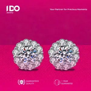 [Live Sale] E07 Silver Sterling S925 Moissanite Sunflower Earrings I DO Jewelry Women Accessories Elegant Beautiful Luxury Adjustable Beautiful and Luxurious No Fade No Rust with 1 Year Guarantee Passed Diamond Selector