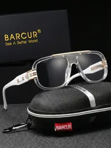 Barcur Blue Light Blocking Glasses for Men, PC Frame, Oversize Square Design, Eye Protection for Office & Gaming, Perfect Gift