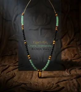 Money Attraction Necklace With GreenAventurine & Tiger Eye Pendant Healing Crystal Stone ，Anniversary, Vacation &Theme Parties Jewelry Charms Abundance Crystal bracelet，Long Chain，Sweater chain，Ideal Gift Jewelry for Men and Women