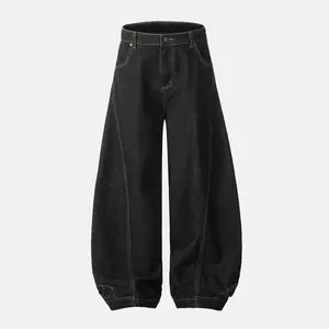 Inflation Baggy Curved Blade Denim Pants Designer Street Style Trendy Height-Enhancing Large Pocket Split Craft Casual Jeans Trousers Street wear