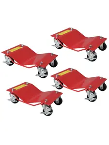 【Christmas Gift】Black/Red Car Wheel Dolly Set of 4 for Moving Cars, Motorcycles, Trucks, Dirt Bikes, Trailers, 6000 LB Heavy Duty