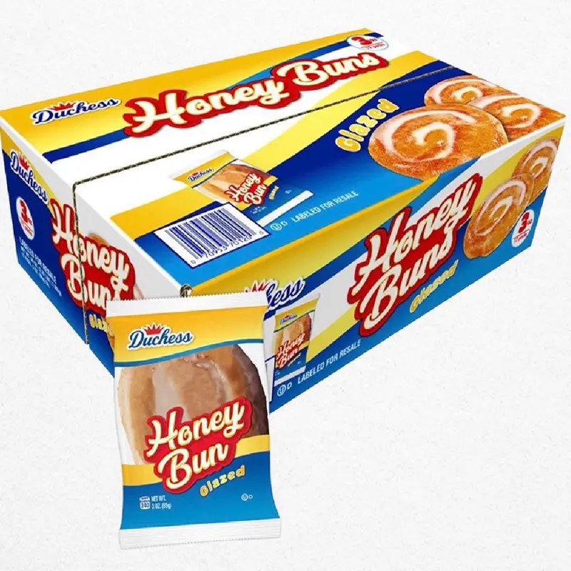Duchess Jumbo Glazed Honey Buns, 3 Oz Each - 12 Count Packaged Pantry Food
