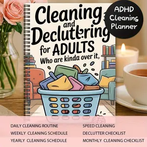 Aesthetic Adhd Cleaning Plan Spiral Notebook, Household Cleaning Planner, Home Chore Schedule and Checklist, Daily Weekly Monthly Yearly Housekeeping Log, Minimalist Organizer