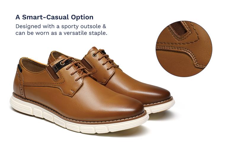 Bruno Marc [CrossFlex Neat Polish-] Men's Casual Oxford Dress Sneakers Premium Leather Round Toe Lace-Up All Seasons Walking Shoes