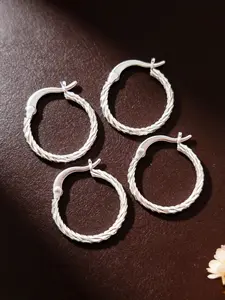 4-In-1 Plated 925 Silver Twisted Ear Cuff, High-Quality Real Silver Hoop Earrings, Unique Design Commuter Jewelry for Women