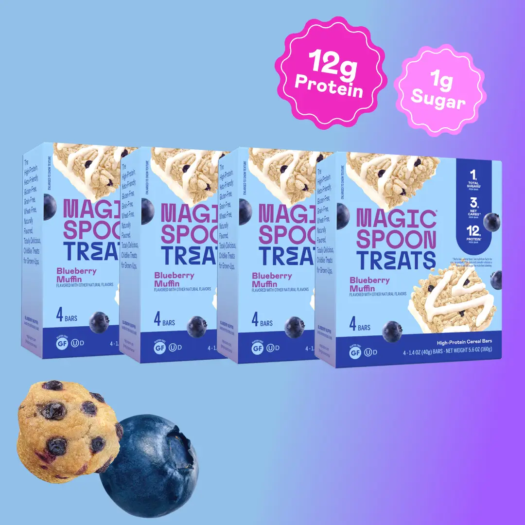 BLUEBERRY MUFFIN PACK - 16 Cereal Protein Treats (4 Boxes) Protein Sweet Snack