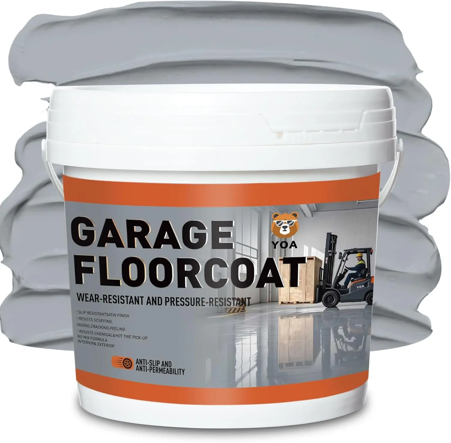 YOA Professional Concrete Garage Floor Paint, (1-Gallon/Smoke Gray), Acrylic Resin Coating, Suitable for Indoor Outdoor Garage, Basement, Factory,Etc. Scratch Resistant, Low VOC, Ready to Use