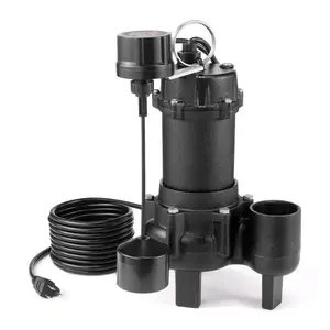 VEVOR Submersible Sewage Pump, 3/4 HP, 6000 GPH Cast Iron Sewage/Effluent Pump with Automatic Tethered Float Switch, 2-Inch NPT Discharge, 120V, 23 ft Max Lift, for Basement, Septic Tank, Residential