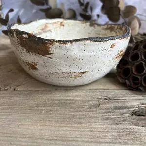 Ceramic Bowl, Serving Bowl, Handmade Pottery Bowl, Rustic White Bowl, Pottery Bowl, Fruit Bowl Tableware, Irregular, Clay, Stoneware