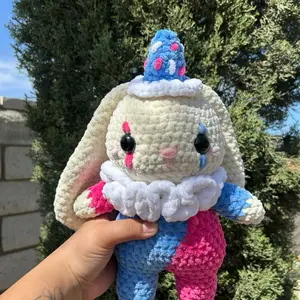 Crocheted bunny clown