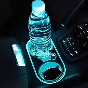 2pcs LED Car Cup Holder Lights – 7 Colors USB Rechargeable Cup Coasters, Interior Ambient Lighting Accessories for Cars & Trucks， truck stuff