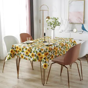 Sunflower Pattern Tablecloth, Rectangular Tablecloth, Waterproof & Oil-proof Table Cover, Table Decoration Supplies for Home Kitchen Dining Room