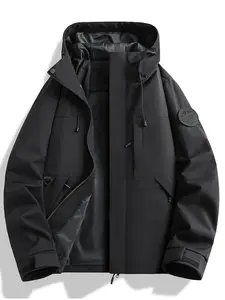 2026 New Outdoor Hooded Climbing Couple Jacket, Windproof Hiking Jacket, Spring Autumn Windproof Waterproof Breathable Fashion Pure Color Fleece Lined Coat, Sports Jacket, Outdoor Sportswear