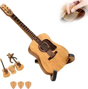 Wooden Guitar Pick Holder Set with Stand – Includes 3 Acoustic Guitar Picks, 2026 Design, 1 Set