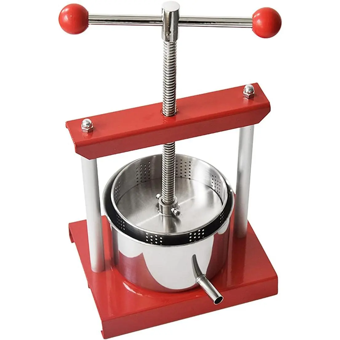 Cheese Tincture  Fruit  Manual Press -0.53Gallon/ 2 Litre-Power Ball Handle-Stainless Steel & Iron for Juice, Cider,,Olive Oil