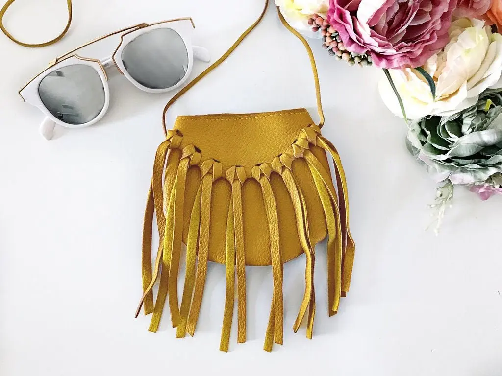 SALE Mustard Fringe Purse