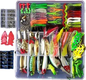 275pcs Fishing Lure Set Including Frog Lures Soft Fishing Lure Hard Metal Lure VIB Rattle Crank Popper Minnow Pencil Metal Jig Hook for Trout Bass Salmon with 1 Free Tackle Box