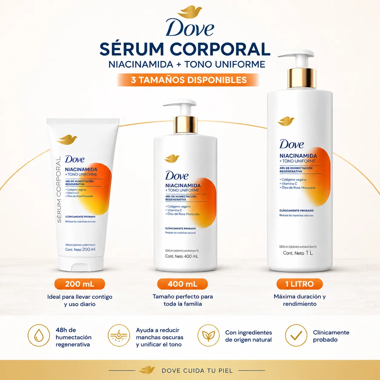 Dove Niacinamide Body Serum, Uniform Tone Formula - Dark Spot Reducing Body Moisturizer for All Skin Types