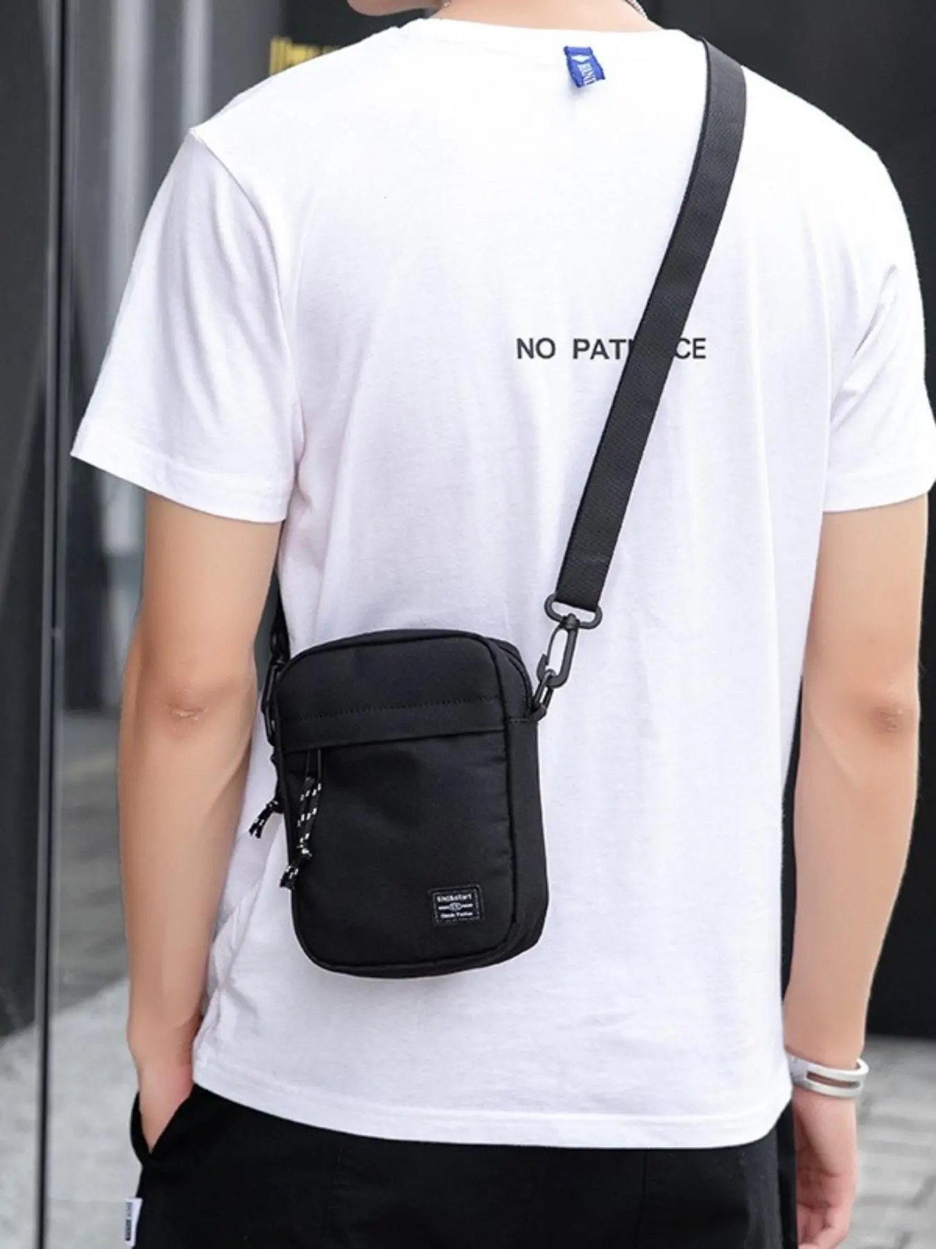 Men's Fashion Solid Color Letter Patched Design Zipper Crossbody Bag, Casual Lightweight Crossbody Bag for Working, Dating, Party, Shopping, Zippered Sling Bag, Versatile Shoulder Bag, Casual Crossbody Bags