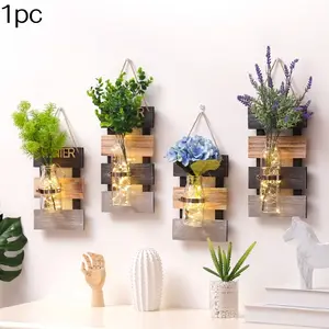Wall-Mounted Hydroponic Plant Vase, Pothos Container for Living Room Wall Decor, Luxury Style Hanging Ornament, Single Piece Background Wall Decoration
