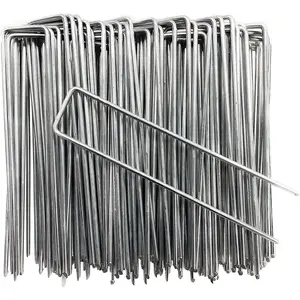 6 Inch Garden Stakes Galvanized Landscape Staples,U-Type Turf Staples for Artificial Grass, Rust Proof Sod Pins Stakes for Securing Fences Weed Barrier, Outdoor Wires Cords Tents Tarps