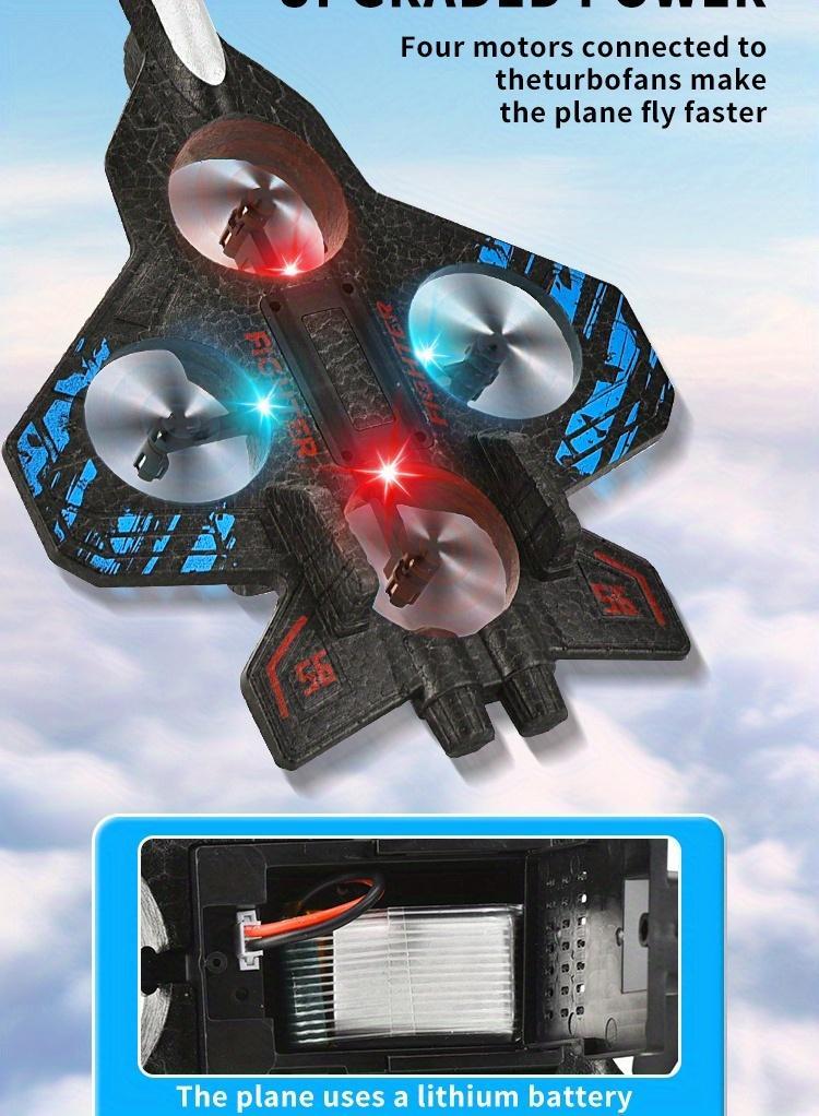 Long-Flight LED RC Fighter Jet Drone for Kids – One-Key Return, Durable FoaRemote control airplane,Combat-Shaped Drone, Equipped with LED Cool Color Lights, Features One-Key Takeoff and Landing