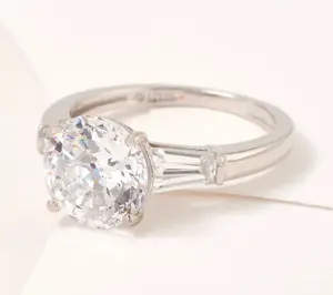 Luxury 100-Facet Diamonique Ring – 4 Carat Total Weight, Platinum Clad, Hyper-Realistic Diamond Look