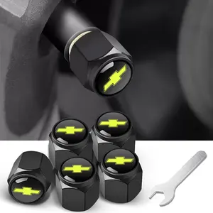 5 Piece Metal Car Wheel HUB Tire Valve Stem Caps, Fits Chevrolet Trax Trailblazer Equinox Blazer Traverse Tahoe Suburban Colorado Silverado Bolt Eq, Car Accessories Automotive