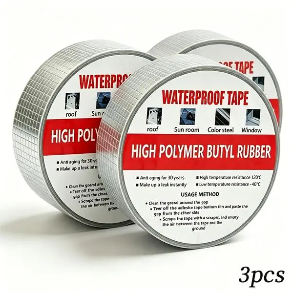 【Quick Fix】Waterproof Tape Heavy-Duty Tape Butyl Waterproof Tape Leak Seal Heavy Duty Strong Adhesion Roof Car Boat RV Pipes Windows