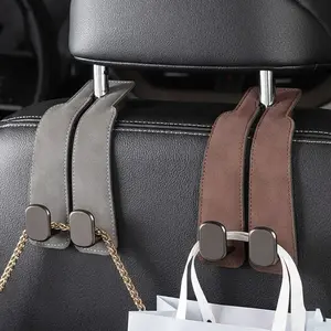 2-Pack High-End Hidden Car Seat Back Storage Hooks, Durable Suede & PU Leather Multifunctional Backseat Organizers, Practical Rear Headrest Holders for Interior Accessories #GLOBALPICKS, Car Backseat Organizer