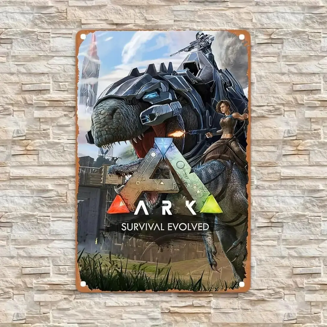 Ark Survival Evolved Retro Metal Sign, Durable Aluminum Wall Art, Wall Decor for Home Living Room Bedroom Garden, Perfect Gift Idea for Gamers Collectors Fans